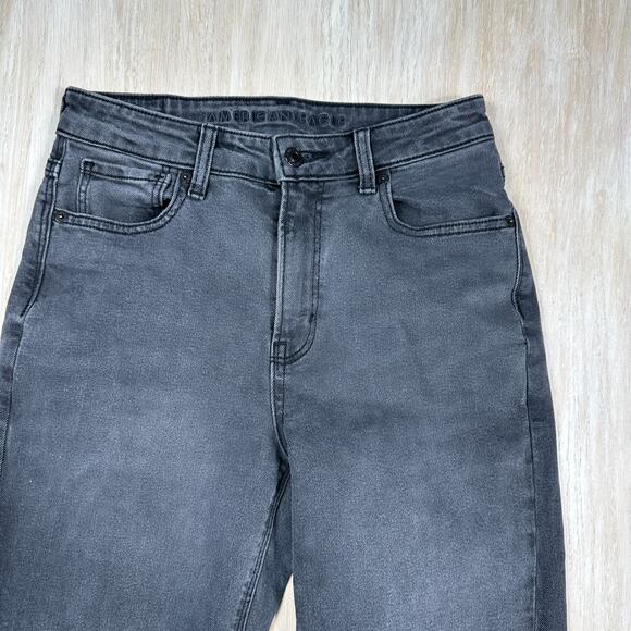 American Eagle Mom Jeans High Rise Black Stretch Slim Fit Casual Pants 2 SHORT - Picture 4 of 14